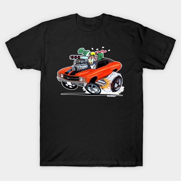 MONSTER MUSCLE orange 1971 Chevelle T-Shirt by vincecrain